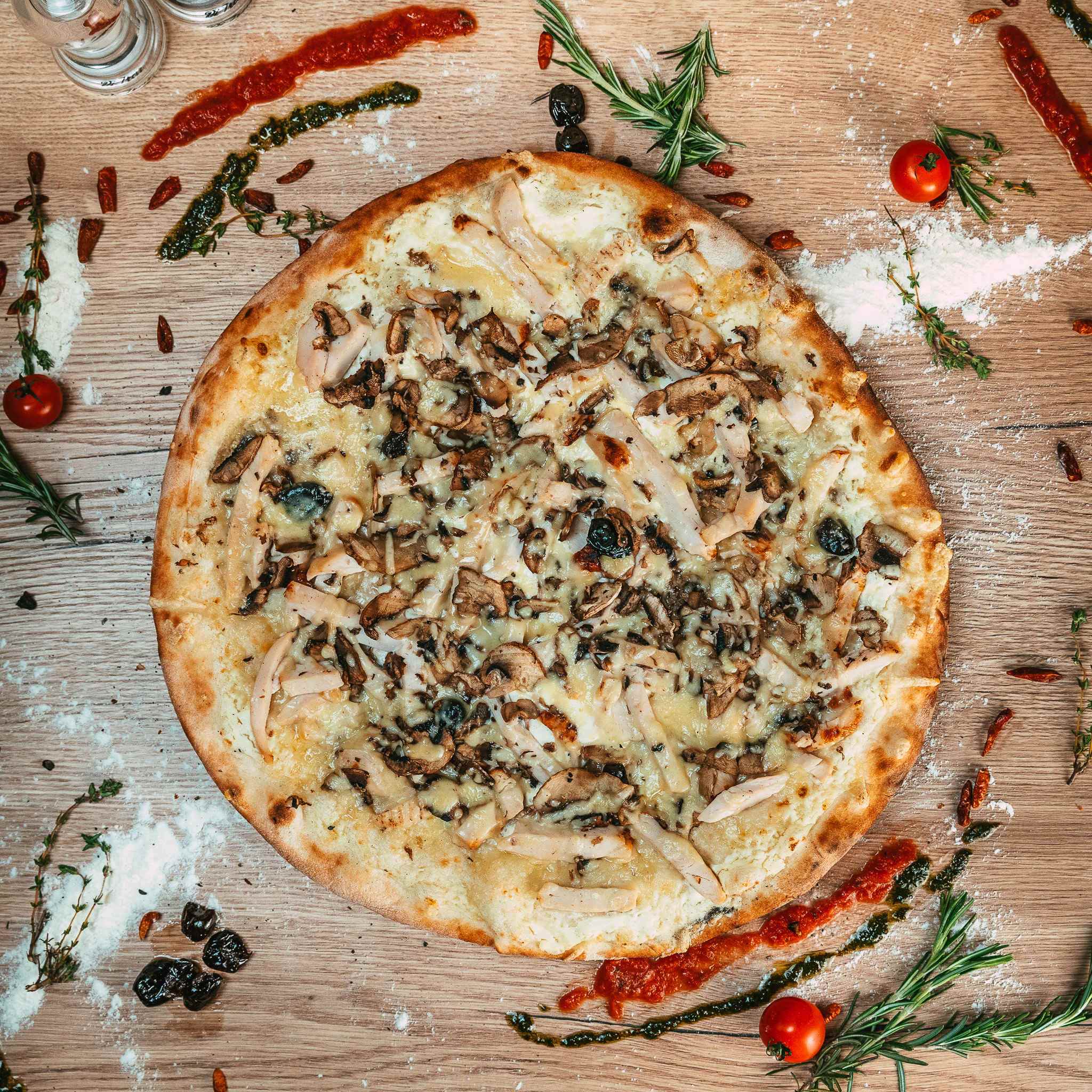 Pizza Poulet Champignons